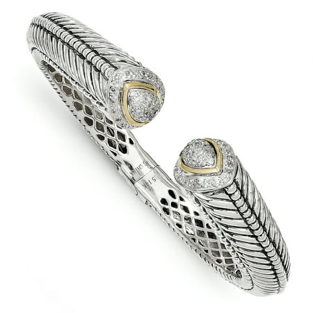 14k Yellow Gold w/Sterling Silver 1/2ct. Diamond Cuff Bracelet LAL79599