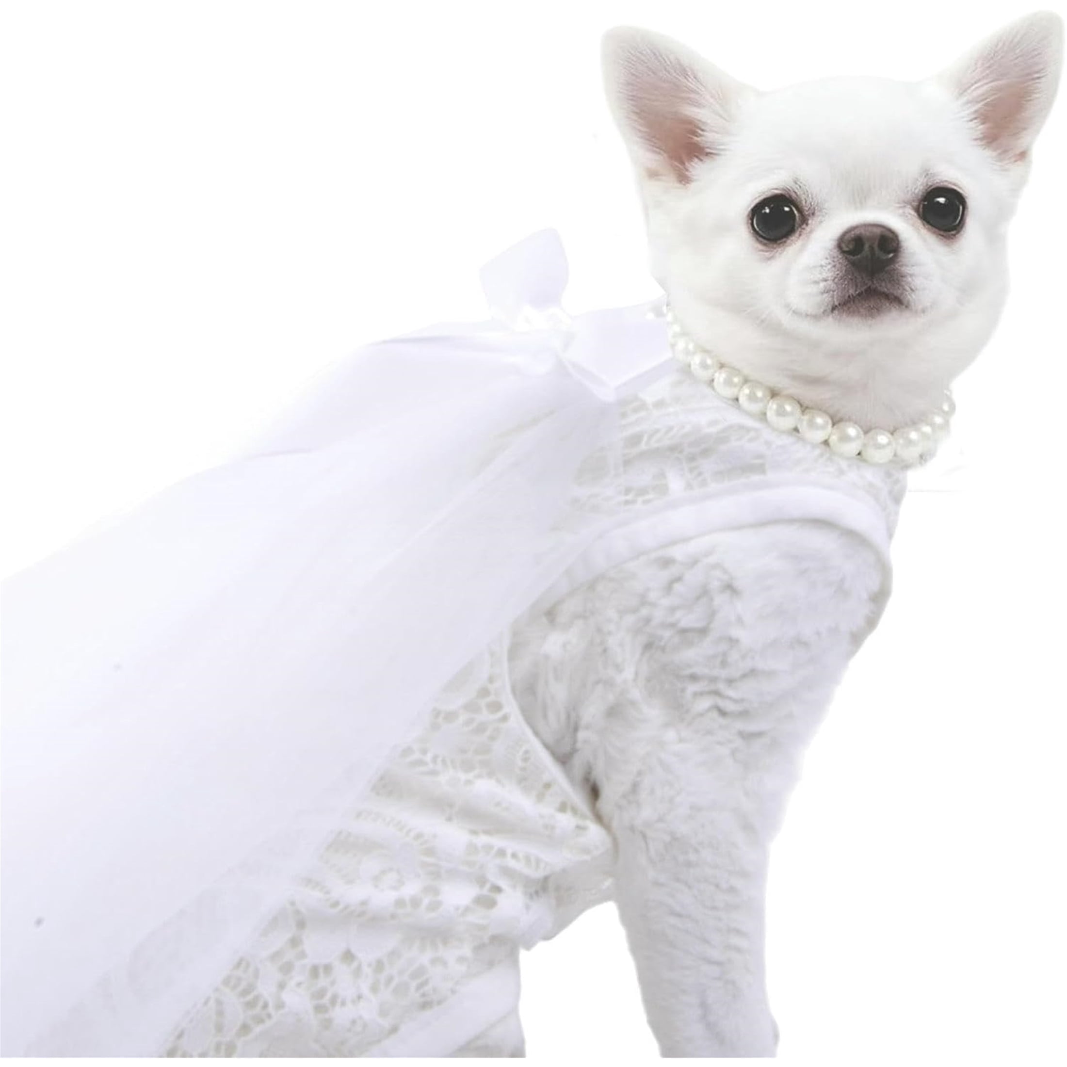 HQREA White Girl Dog Cat Wedding Bride Dress Outfit Luxury Lace Formal Apparel Female Puppy Birthday Princess Dress