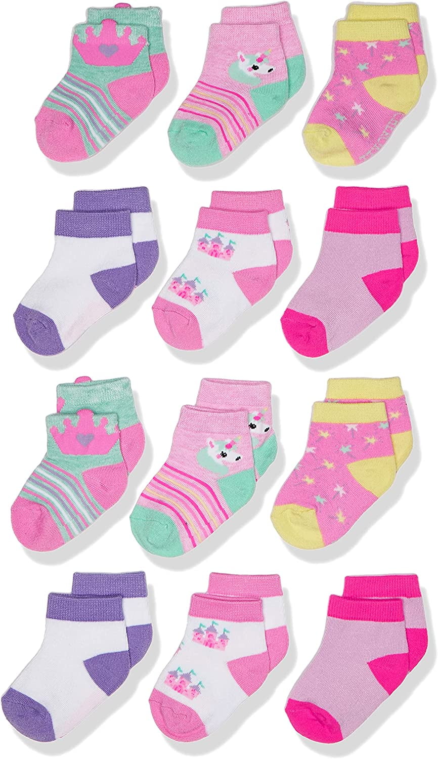 CPDD Little Girls 12 Pack Shorty Socks Assorted Pink Princess Little