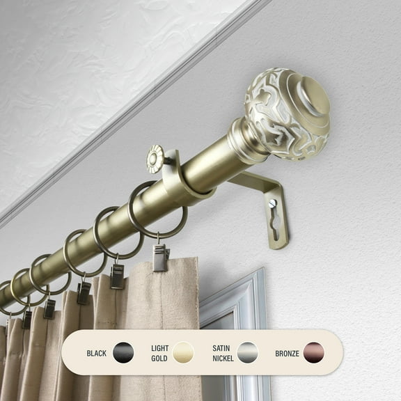 Domovina Amber 1" Curtain Rod-Color:Light Gold,Size:66-120"