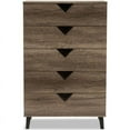 thumbnail image 3 of Bowery Hill 5 Drawer Contemporary Chest in Light Brown, 3 of 10