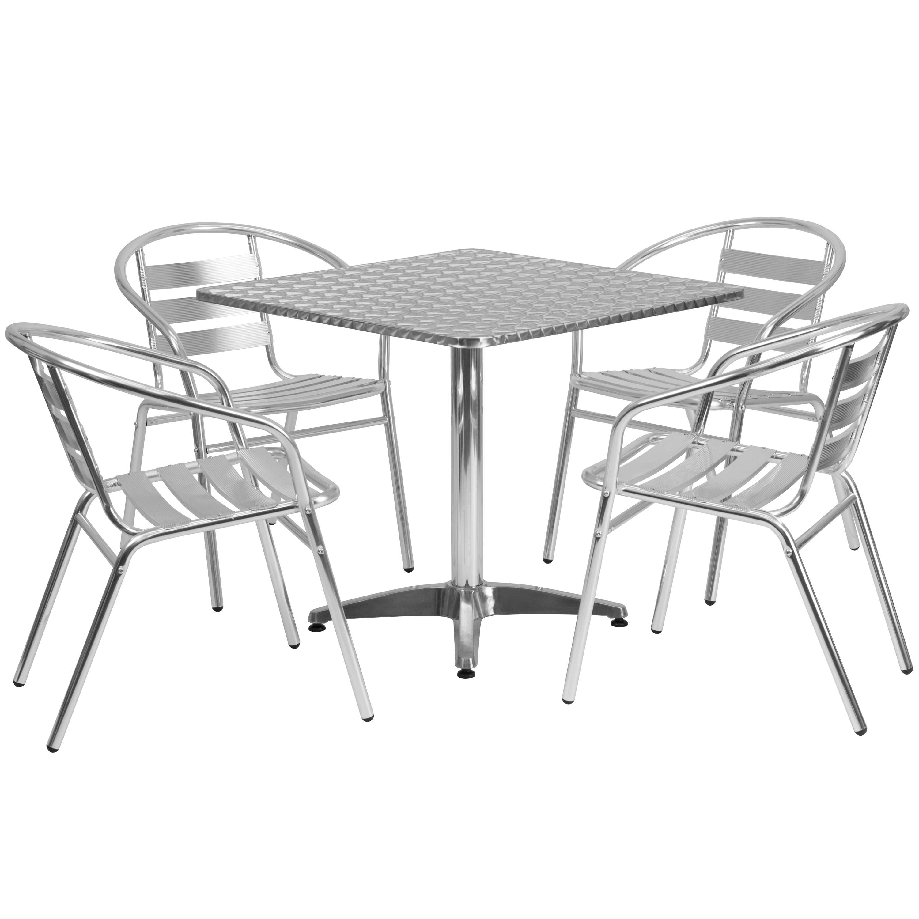 Flash Furniture 31.5'' Square Aluminum Indoor-Outdoor Table Set with 4 Slat Back Chairs - image 2 of 9