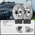 thumbnail image 3 of AutoShack Front Vented & Rear Solid Drilled & Slotted Silver Zinc Coated Brake Rotors + Ceramic Pads 12-PC Brake Kit Replacement for 2008-2013 Toyota Highlander SilverShield Pro, 3 of 5