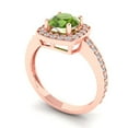 thumbnail image 2 of 1.335 ct Round Cut Natural Peridot Solitaire with Simulated Diamond Accents 18K Rose Gold Womens Engagement Ring, 2 of 5