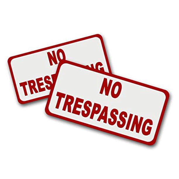 No Trespassing Stickers Outdoor/Indoor, 2 Stickers Included, Flexible Vinyl Decal Design for Easy Installation to Any Surface Office Home Gate Window (9 x 12 Inches) by Crub-N-Sign