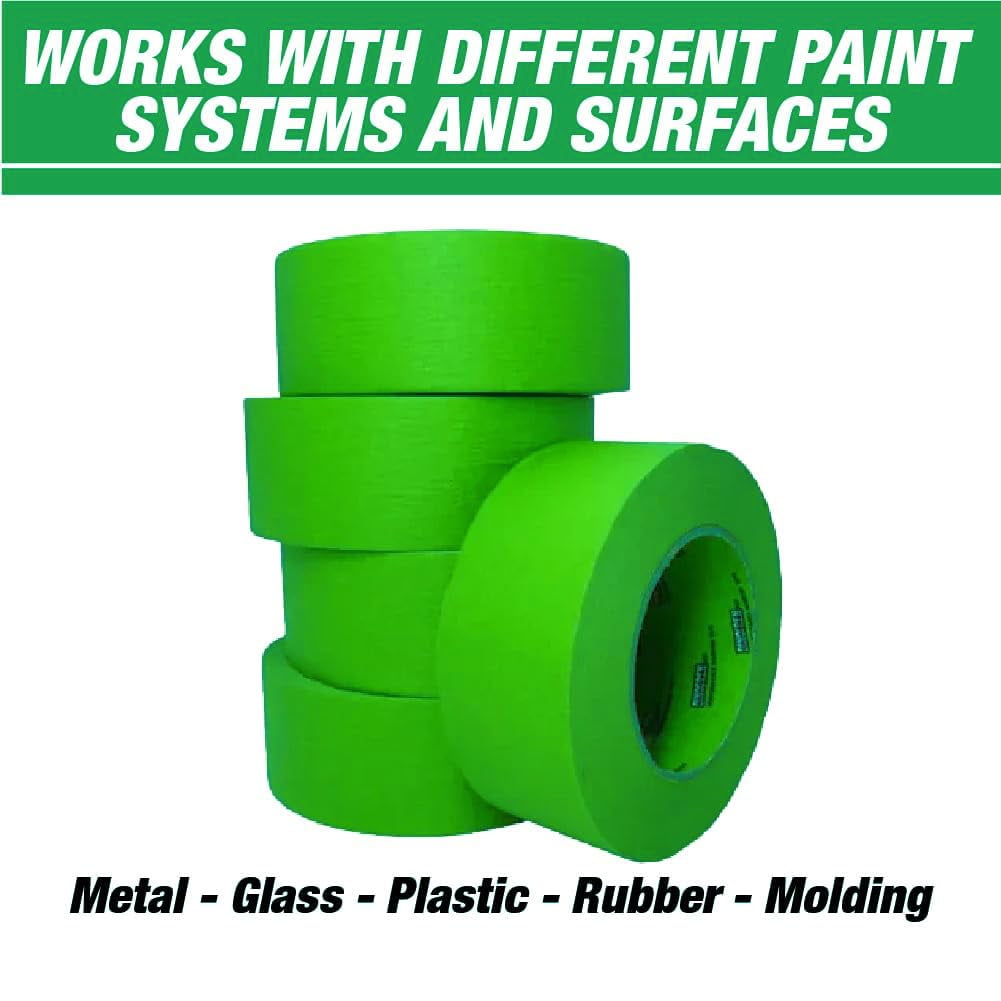 Automotive Masking Tape DINOGREN Green 2" x 60 yd – Auto Paint, Heat/Water Resistant (5Pk)