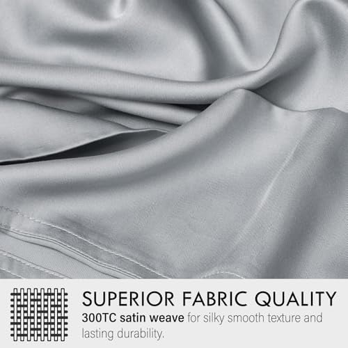 ClevaHome 4-Piece Queen Bamboo Bed Sheet Set, 100% Organic Cooling Fabric, 16" Deep Pocket, Silver