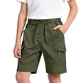 thumbnail image 6 of Zwiiyzr Kids Boys Half Cargo Shorts Solid Color Loose Kids Casual Shorts Active Summer Clothes with Pockets Green, 6 of 8