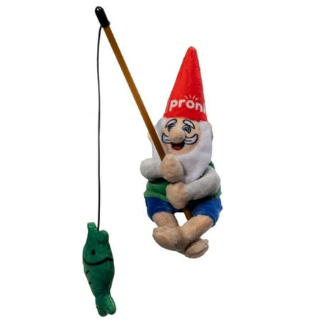 UPC: 0810058051196 | Pronk! Gone Fishing Garden Gnome 9.5-Inch Durable Crinkle Wand Cat Toy