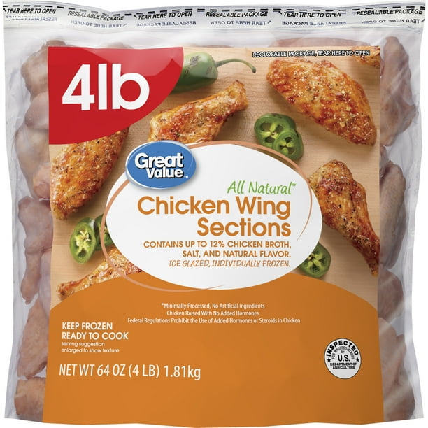 Great Value Chicken Wing Sections, 4 lb (Frozen)