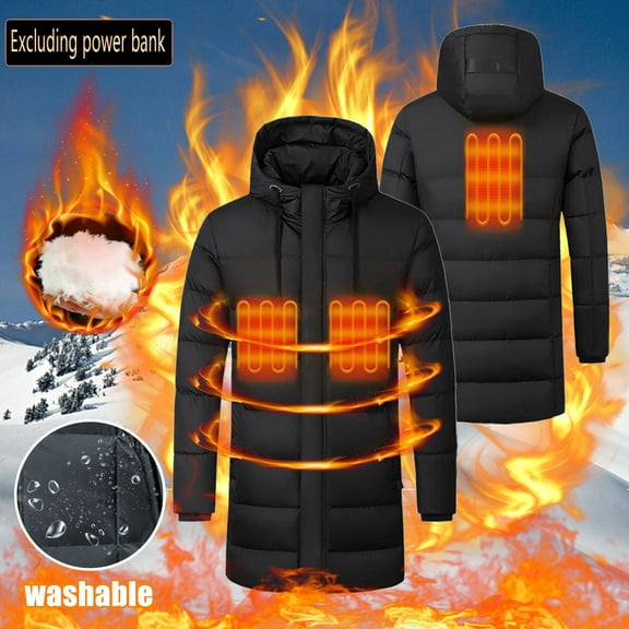WXLWZYWL Mens Heated Jacket Soft Hooded Shell Heating Coat Windproof USB Charging Intelligent Heating Ski Down Outerwear