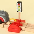 thumbnail image 4 of Kids Wooden Train Accessories Building Play Set Toy - Crossroad, 4 of 8