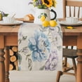 thumbnail image 5 of Table Runner Vintage Blue Purple Flowers Leaf Table Decoration for Kitchen Dinning Retro Floral Leaf Table Decoration for Indoor Outdoor Party Wedding Decor 13x72 Inch, 5 of 7