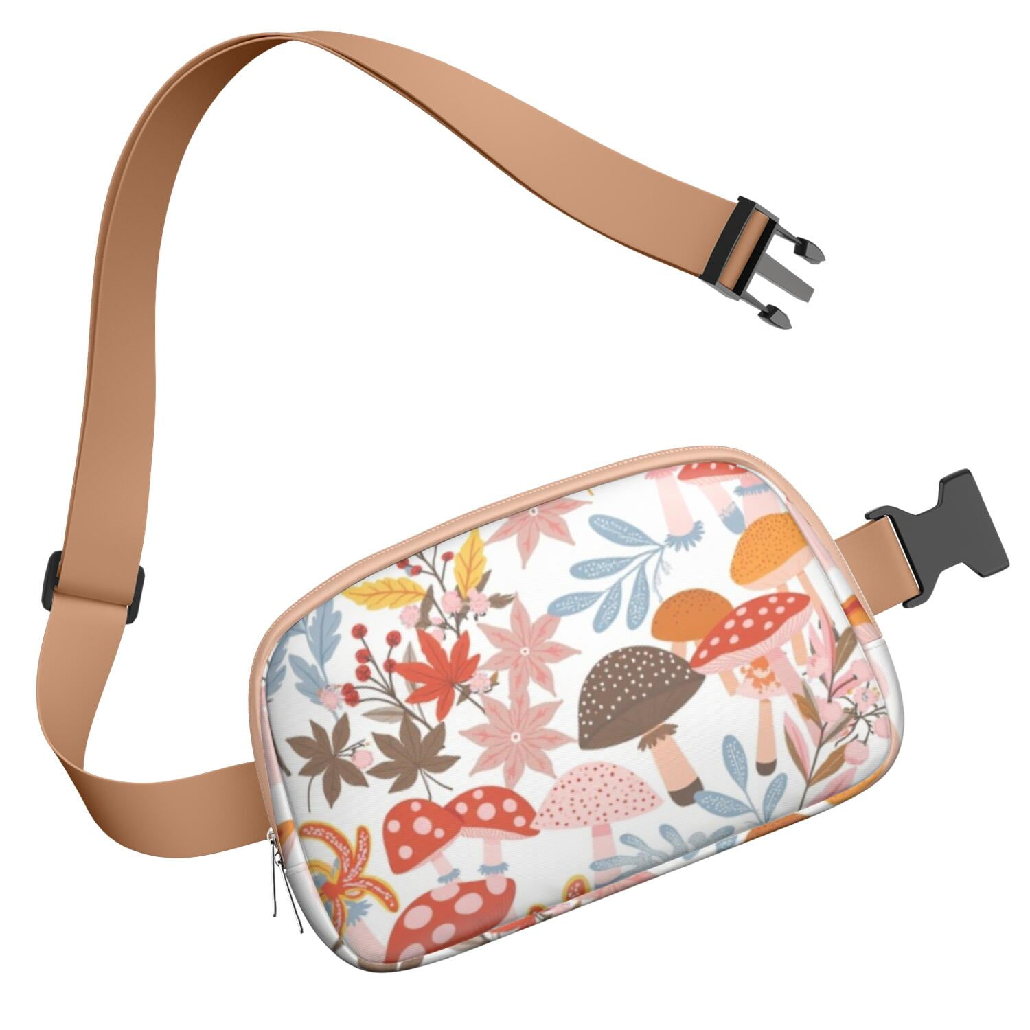 Crossbody Fanny Pack for Men&Women HandsFree Running Belt for Jogging with Adjustable Strap for Casual Running Hiking Cycling Mushroom Sporty Waist Pack