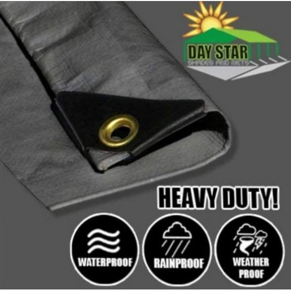 (5'X7') Silver Tarp Extra Heavy Duty 12 Mil 3 Poly Coated Reinforced Canopy 6 oz 3 Layer