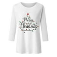 thumbnail image 4 of Womens Christmas Shirts Tops 3/4 Sleeve Sparkly Christmas Tree Sweatshirt Casual Crewneck Pullover Santa Xmas Tees Blouses, 4 of 5