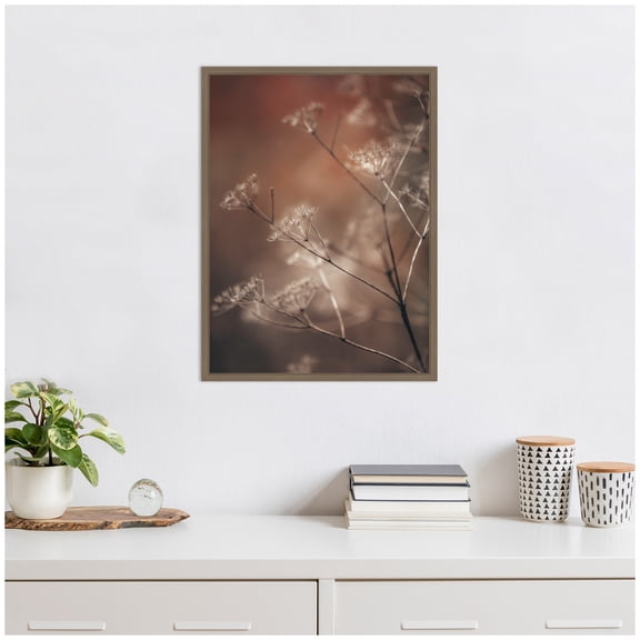 Kate and Laurel Autumn Foliage Framed Canvas Wall Art by Alicia Abla 18 x 24 Sylvie Dark Gold, Modern, Nature Art for Wall Decor, Living Room, Bedroom