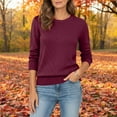 thumbnail image 4 of Cotton Sweaters for Women Lightweight Crewneck Ribbed Knit Long Sleeve Pullover Sweater 2025 S-2XL, 4 of 9