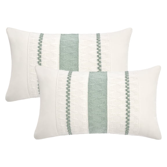 Unique Bargains Striped Throw Pillow Covers Pack of 2 Green 20" x 12"