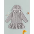 thumbnail image 2 of aturustex Little Girls Zip-Up Robe Towel Beachwear 1T-8T Toddler Baby Solid Basic Swim Coverups Hoodies Long Sleeve Wearable Blanket Hooded Beach Dresmwear for Summer Holiday Party Swim Pool, 2 of 7