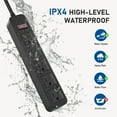 thumbnail image 4 of VILONG Outdoor Surge Protector Waterproof Power Strip- 5 Outlets Charging, 6ft Extension Cord, 45° Flat Plug for Yard & Camping, ETL Listed, Black, 4 of 10