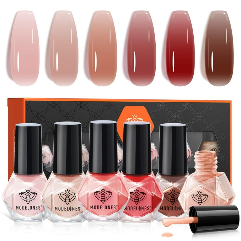 Jelly Gel Nail Polish Set, 6 Sheer Nude Colors photo 6
