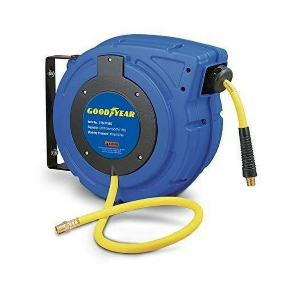 Goodyear Air Hose Reel - 3/8" x 50' Ft, 3' Ft Lead-In Hose, 1/4" NPT