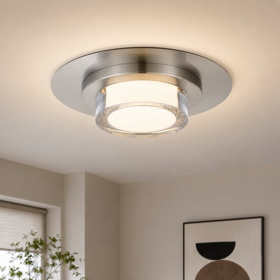 TICOZE 12 Inch Chrome Integrated LED Flush Mount for Bedrooms, Living Rooms, Kitchens, Hallways, 750 Lumens 15W, 3CCT Selectable 3000K,4000K,5000K, Dimmable