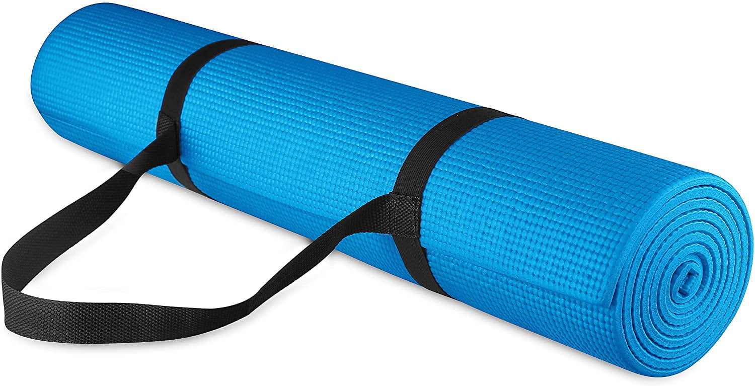 Yoga Mat 1/4-Inch High Density Anti-Tear Non-Slip Exercise w/ Carrying Strap 