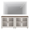 thumbnail image 4 of Farmhouse TV Stand for TVs Up to 75 inch, Glass and Wooden Universal TV Stand with 2 Storage Cabinets, Entertainment Center, Console Table for Living Room, Bedroom, Rustic White, 4 of 8