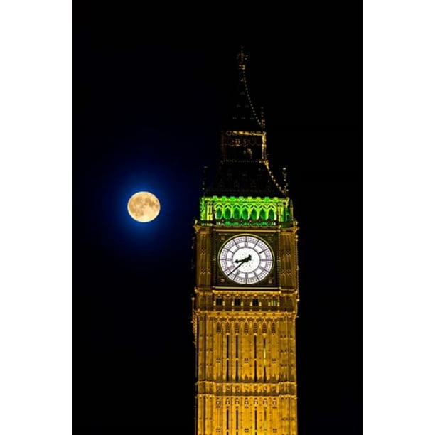 London Big Ben Clock Tower The Moon Poster Print By David Slater 23 X 34 Walmart Com Walmart Com