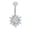 Steel Color, variant on Stainless steel chrysanthemum-shaped navel stud with zircon inlay; human navel piercing ring