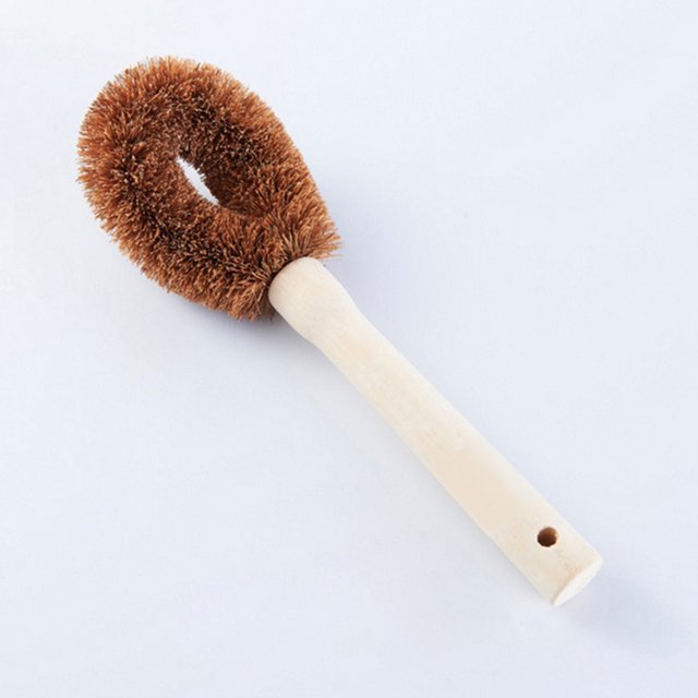 Injueey Cepillo para platos de fibra de coco con mango largo, cepillo para ollas, recipiente para aceite antiadherente, herramientas de descontaminación Suministros de limpieza para el hogar Injueey JJ14223-00