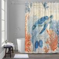 thumbnail image 5 of Sea Corals Turtle Bathroom Shower Curtain, Summer Beach Sea Stars Retro Texture Waterproof Washable Soft Bath Curtain for Bathtub Decor with 12 Hooks&Grommet, 36x72 Inch, 5 of 9