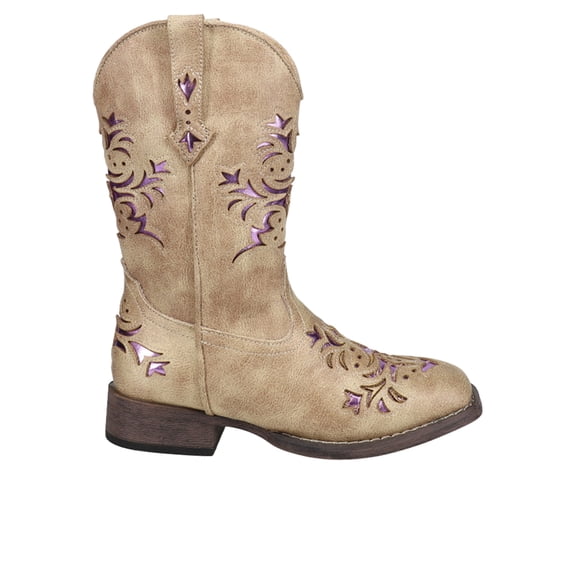 Roper Girls Lola Metallic Square Toe Cowboy Mid Calf Boots