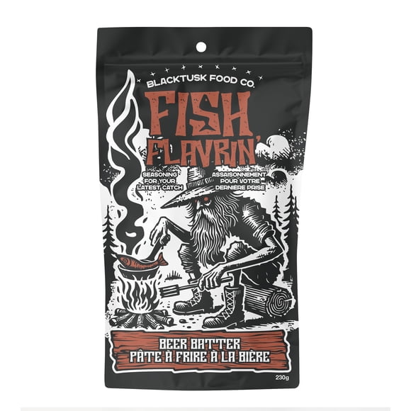 Blacktusk Seasoned Fish Flavrin' Crispy Seasoned Flour Coating Mix for Fish, Meat and Veggies by Blacktusk Food Co, Beer Batter Flavor, 340g