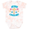 thumbnail image 3 of Inktastic Easter Jesus Loves Me with Cross and Flowers Boys or Girls Baby Bodysuit, 3 of 5
