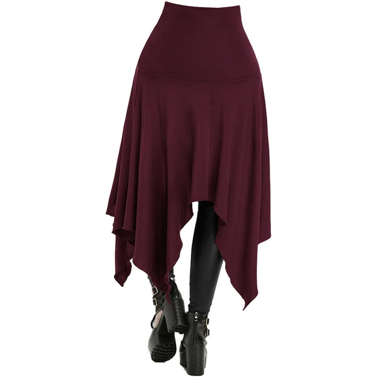 Lolmot Skirts for Women Spring/Summer Waistband Tie Up Irregular  