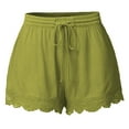 thumbnail image 2 of Dazajoo Womens Running Shorts High Waisted Trendy Lace Trim Summer Beach Ruffle Shorts Casual Lightweight Drawstring Gym Shorts,Army Green,S, 2 of 6