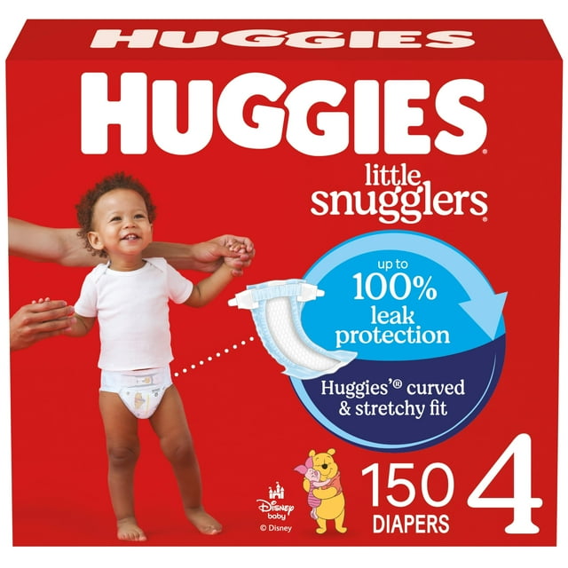 Pañales HUGGIES Little Snugglers, tamaño 4, 22 a 37 libras x 150