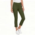 thumbnail image 4 of HongQid Women's Cropped Pants Elastic Waist Rolled Hem High Waisted Casual Work Petite Capri Trousers with Pockets, 4 of 7