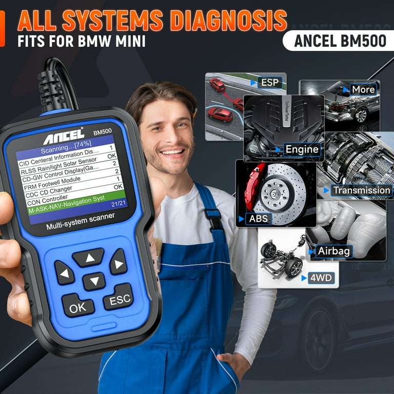 ANCEL BM500 OBD2 Scanner All System Diagnosis for BMW Mini Rolls