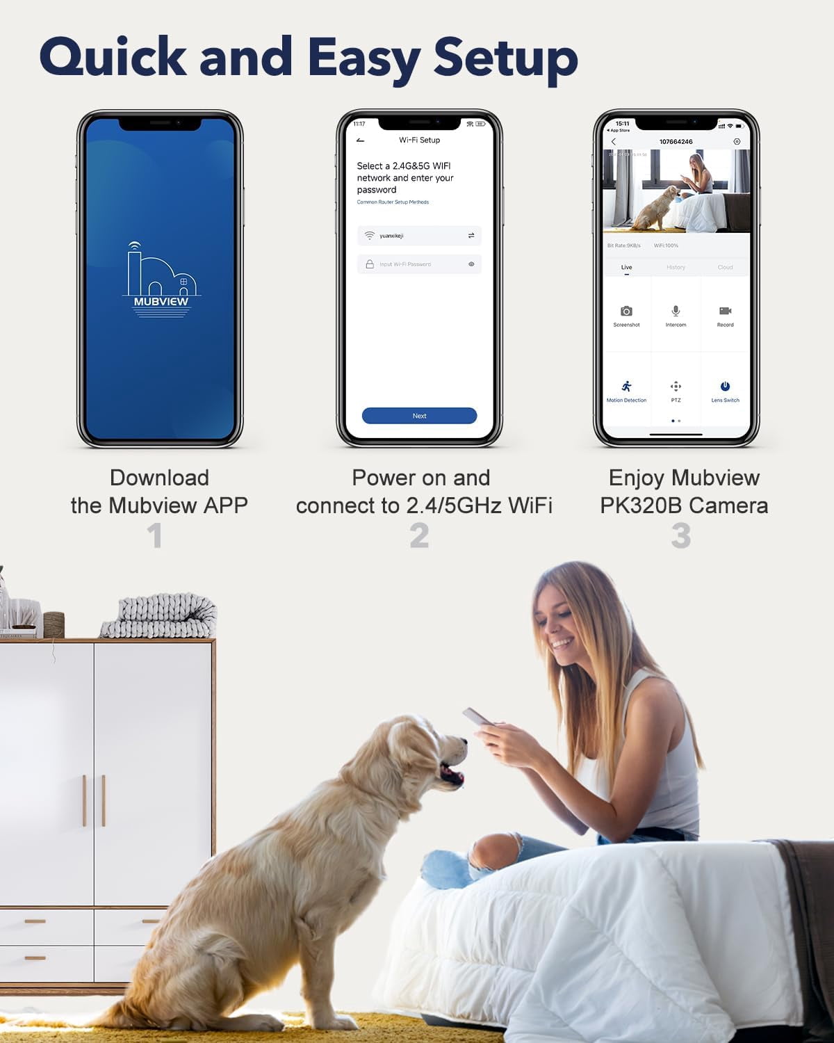 General Cameras for Home Security, Indoor Security Camera, 2.4/5GHz WiFi Wired Camera Ideal for Dog/Elder/Baby, Motion Tracking, Two-Way Audio, Pan Tilt, 7X24, 2K Night Vision