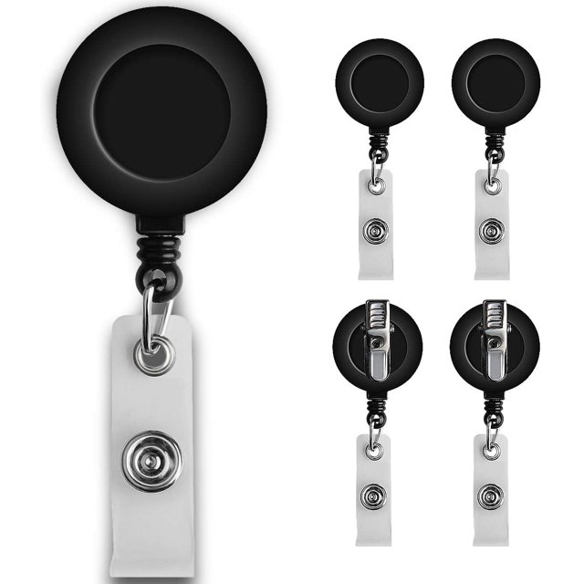 HAHDAXIA Enrouleur Rétractable pour Badge d'Identité, Porte-Badge d'Identité, Enrouleur Auto-Rétractable Robuste pour Badge d'Identité, Enrouleur de Badge d'Identité avec Cordon Rétractable de 26 Pouces et Porte-Cartes Crocodile Pivotant à Clip, Lot de 5 (Noir)