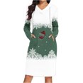thumbnail image 2 of Pisexur Robes de Noël pour Femmes Mode Noël Lunettes de Vin Rouges Flocon de Neige Imprimé Robes de Vacances Décontractées Manches Longues Col en V Robe Sweat à Capuche Longueur Genou Robe de Soirée avec Poches, 2 of 6