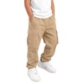 thumbnail image 6 of OOOUM Kids Cargo Pants Casual Loose Straight Leg Pants Solid Lightweight Bottoms With Side Pocket Beige, 6 of 8