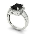 thumbnail image 2 of 2.78 ct Emerald Cut Natural Onyx with Simulated Diamond Halo Accents 18K White Gold Womens Engagement Ring, 2 of 5