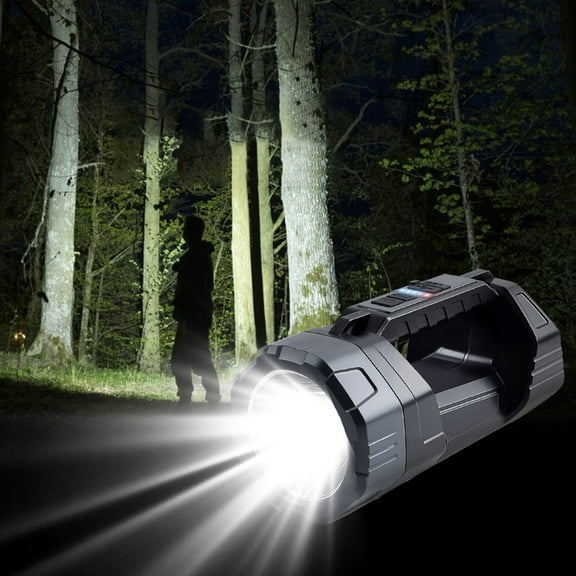 HomeKingdee Rechargeable Spotlight, LED Spotlight Flashlight Outdoor with Cob Light and Solar Panels, Long Lasting Large Waterproof Spot Light for Hunting Boating Camping