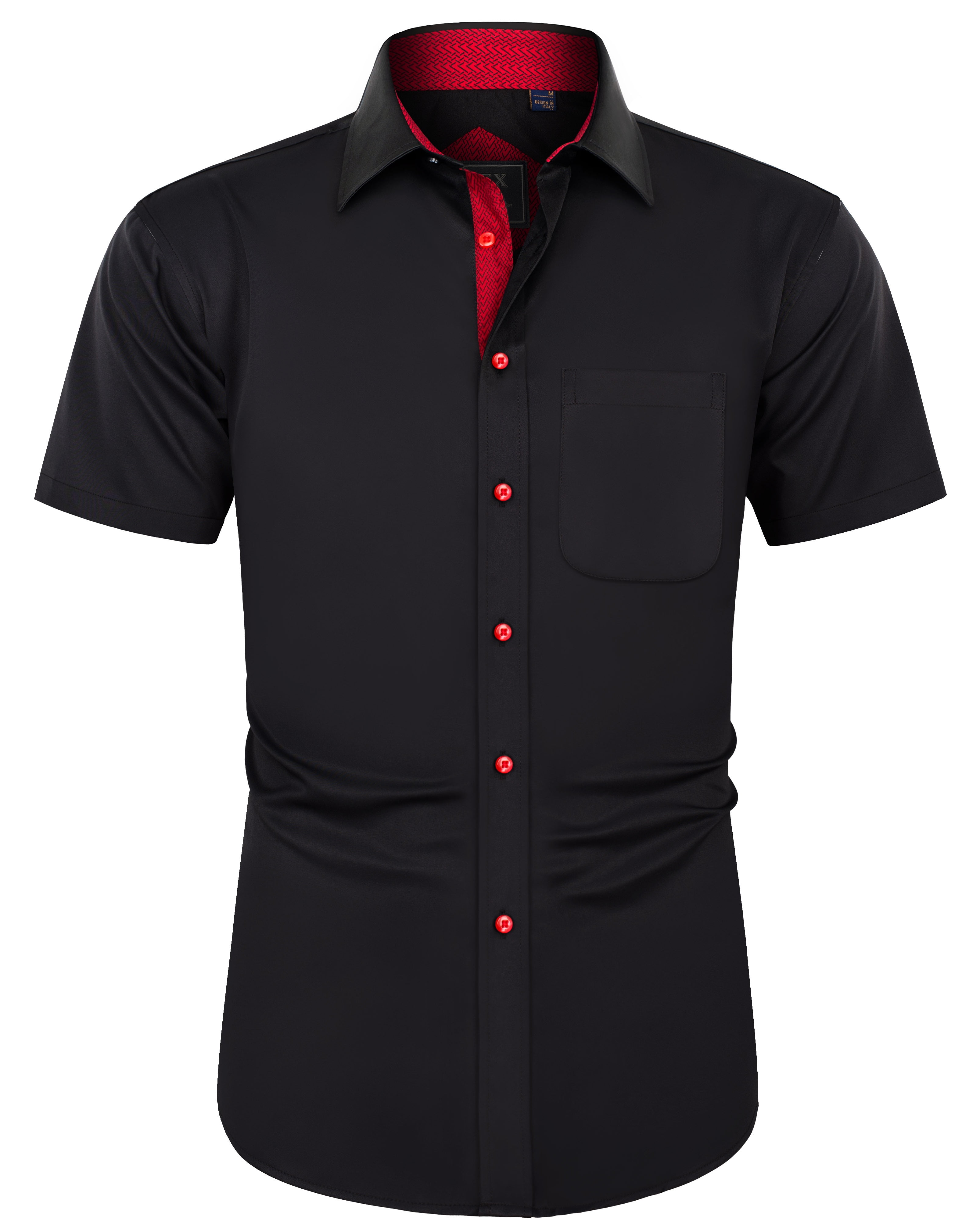 Siliteelon Mens Short Sleeve Business Shirt Cottom Spandex Dress Shirts ...