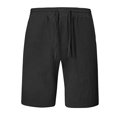 thumbnail image 2 of Mens Linen Short Pants Knee Length Lightweight Elastic Waist Comfy Wide Leg Beach Sweatpants Shorts with Pockets, 2 of 6